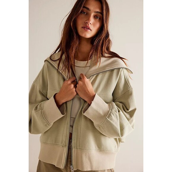 Free People We The Free Addison Jacket Top Ribbed Oversize Slouchy S New 284408 - Picture 1 of 9